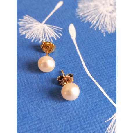 Clous d'oreilles perle de culture or 750/1000 - perles 6 mm 