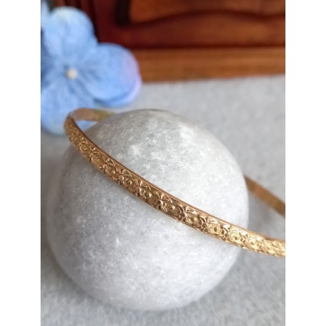 Bracelet vintage jonc ciselé or jaune 750